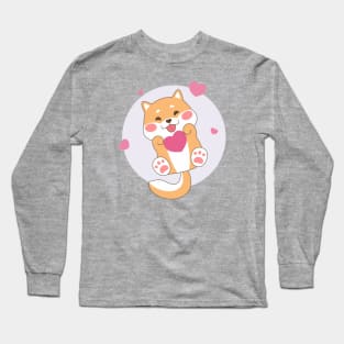 Cute Shiba Inu With Heart Long Sleeve T-Shirt